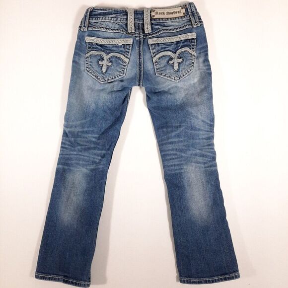 Rock Revival Alanis Stretch Capri Jeans Women's SZ 24 Embroidered Cowgirl Preppy - Picture 4 of 13